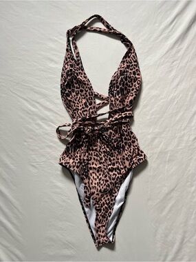 Leopard Print One-Piece Swimsuit - Wrap